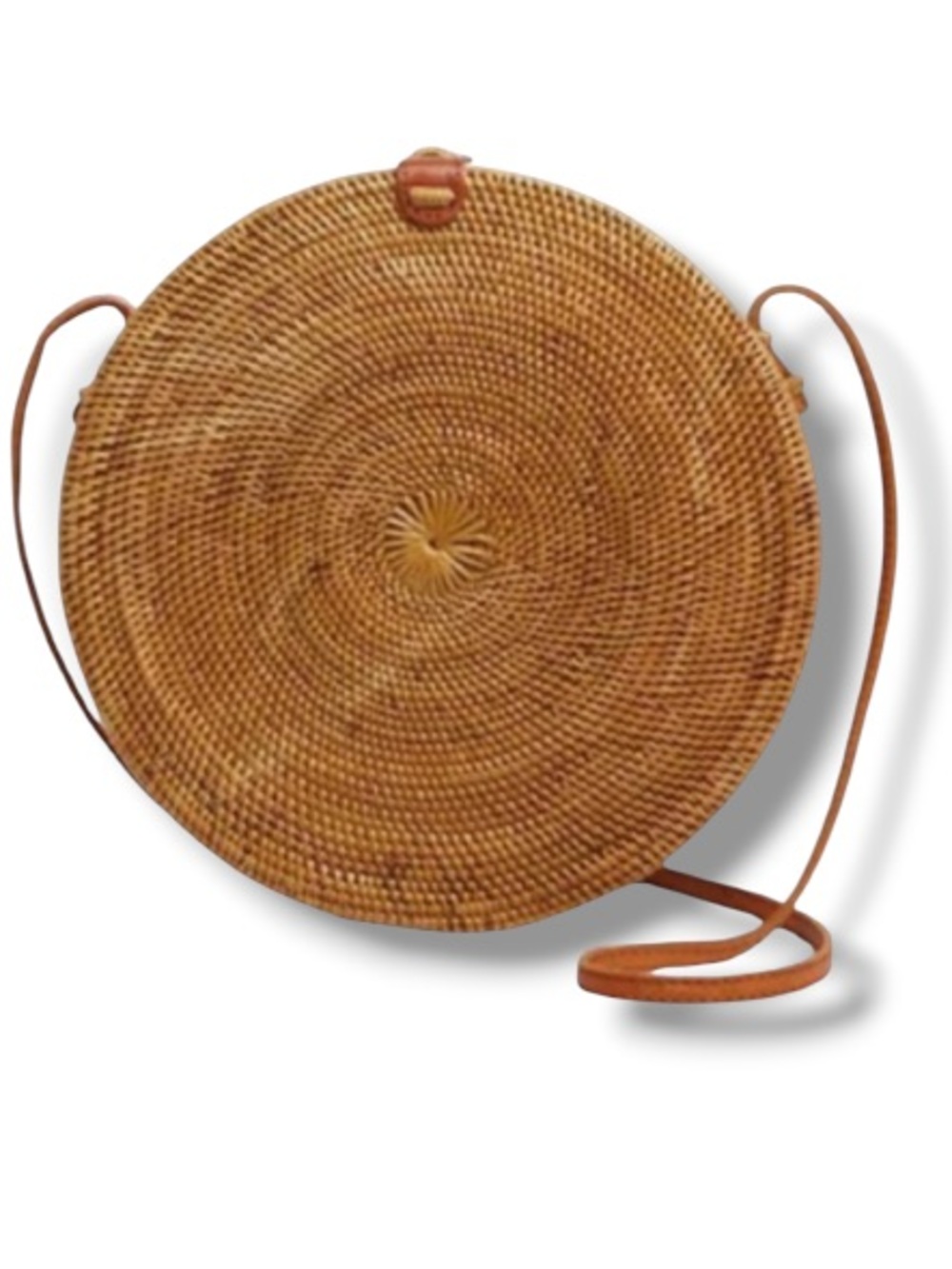 Balinese Circle Basket Weave Boho Woven Ethnic Canteen Women’s Crossbody Purse